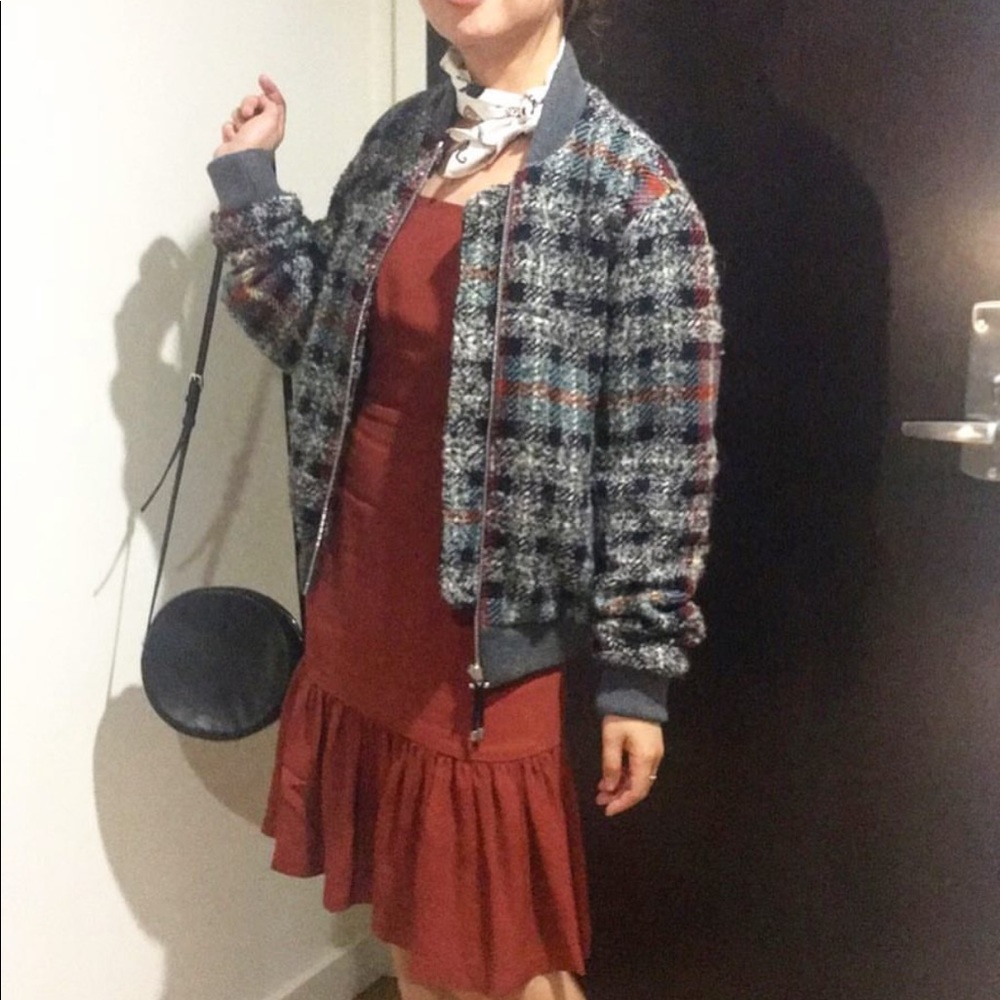 Acne Studio, Tweed plaid baseball jacket